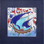 Galleon in Navy Blue Leather Frame HLF 009