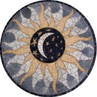 Sun Moon and Stars Marble Mosaic Medallion